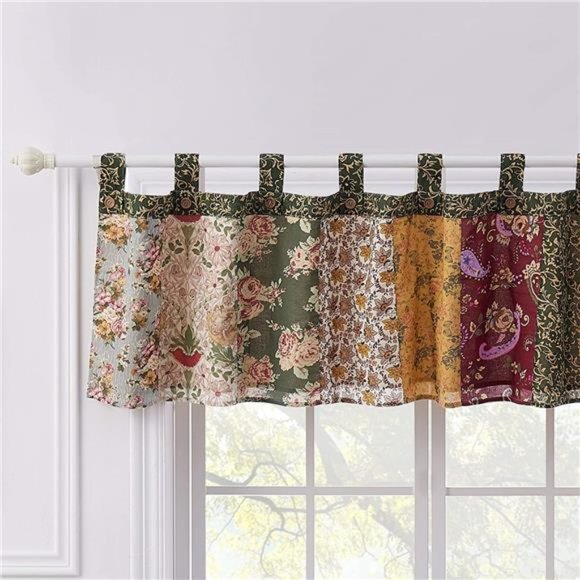 Antique Chic 21 X 84-Inch Cotton Window Patchwork Valance, Multicolor - Picture 1 of 6
